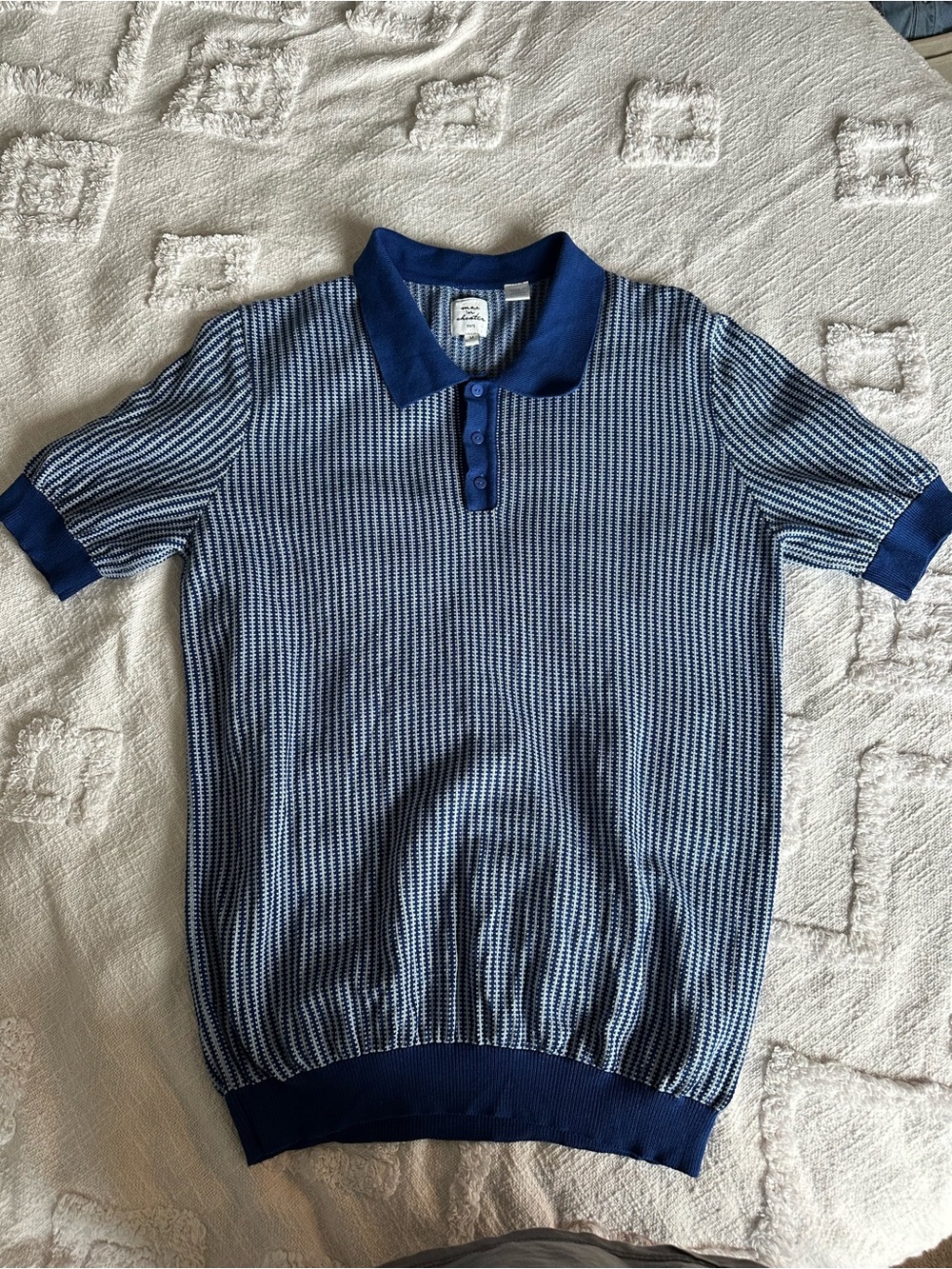 Max ’n Chester Knits Cobalt & Light Blue Cotton Modal Knit Polo size M